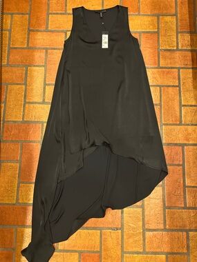 NWT BCBGMaxAzria Black High Low Sleeveless Satin Dress